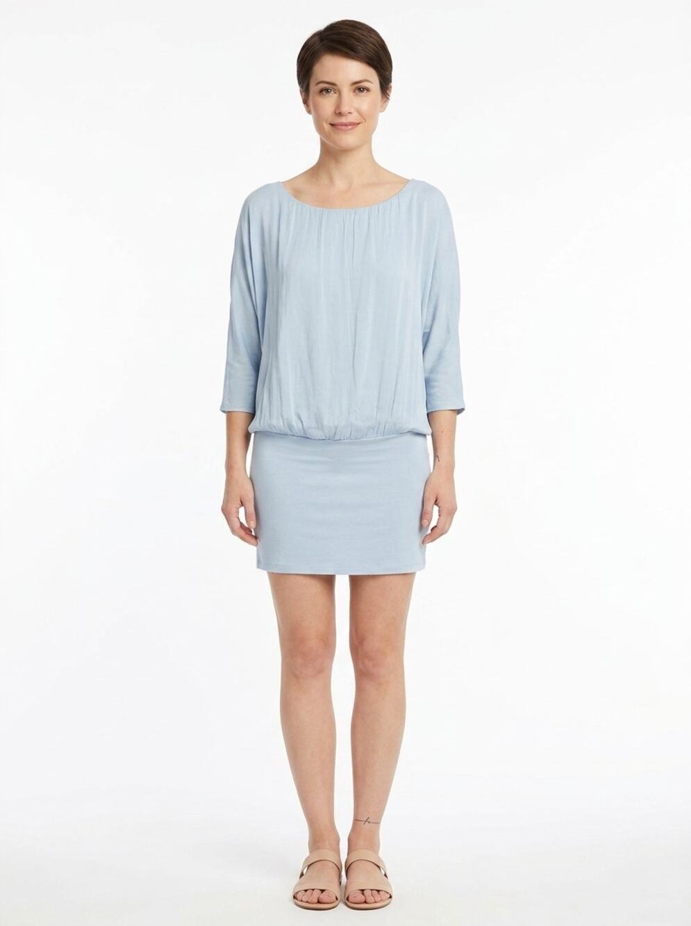 Made in Italy Light Dolman Sleeve Jersey Knit Dress Women See Measurements